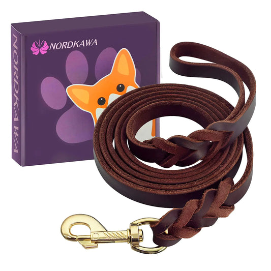 Braided Leather Canine Lead - Heavy Duty 6Ft
